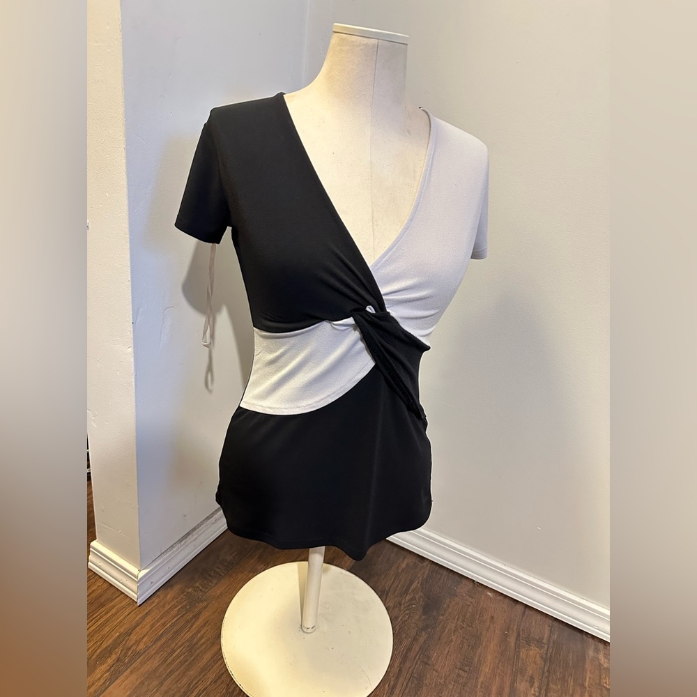 INC International Concepts Black Wrap Top